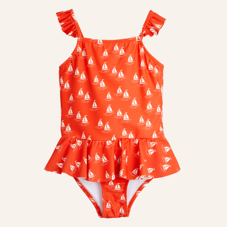 Mini Rodini Mini Rodini Sailing boats aop skirt swimsuit - Red