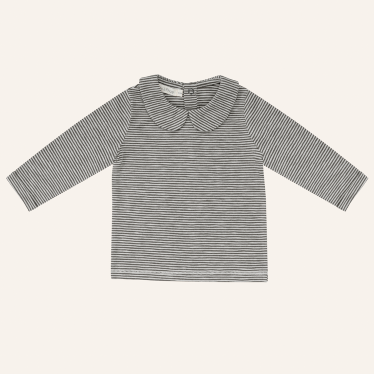 Phil&Phae Phil&Phae Baby collar tee stripes - Graphite
