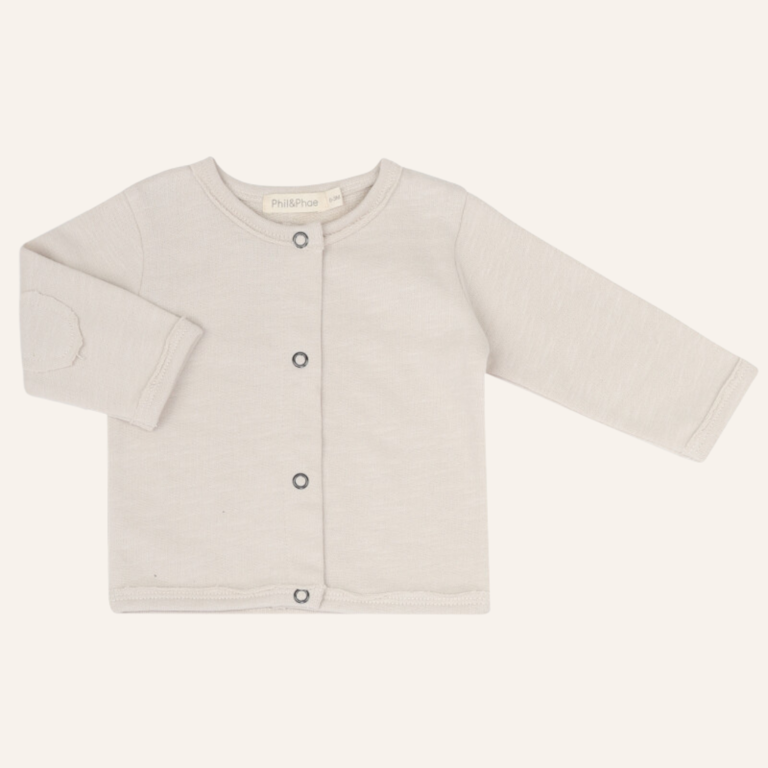 Phil&Phae Phil&Phae Raw-edged baby cardigan - Oatmeal