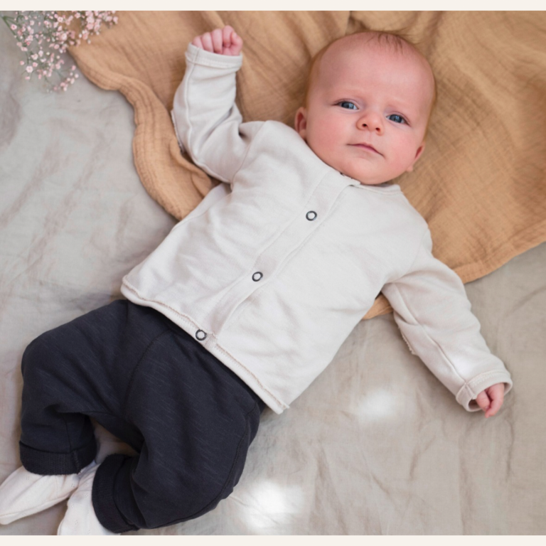 Phil&Phae Phil&Phae Raw-edged baby cardigan - Oatmeal