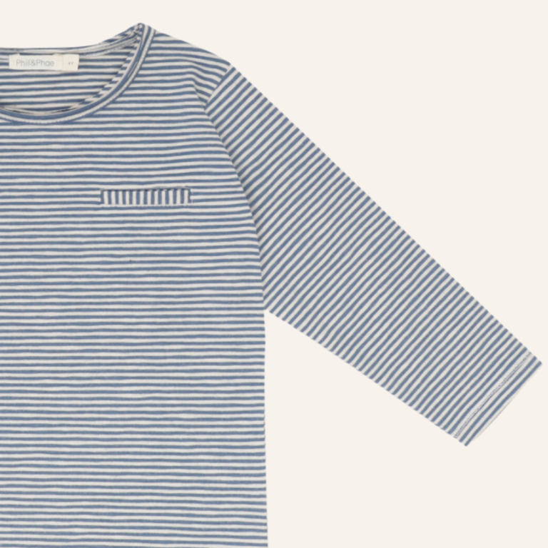 Phil&Phae Phil&Phae Pocket tee L/S stripes - Denim blue