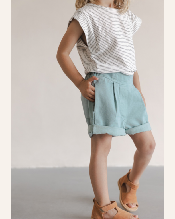 Phil&Phae Phil&Phae Boxy tee s/s stripes - Coconut stripes