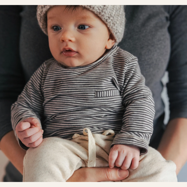 Phil&Phae Phil&Phae Pocket tee L/S stripes - Graphite
