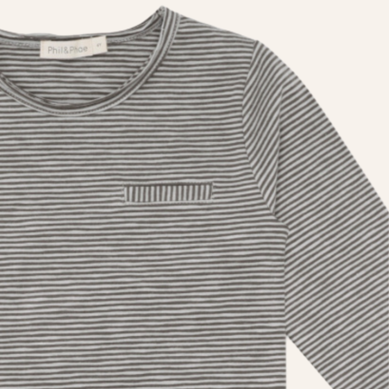 Phil&Phae Phil&Phae Pocket tee L/S stripes - Graphite