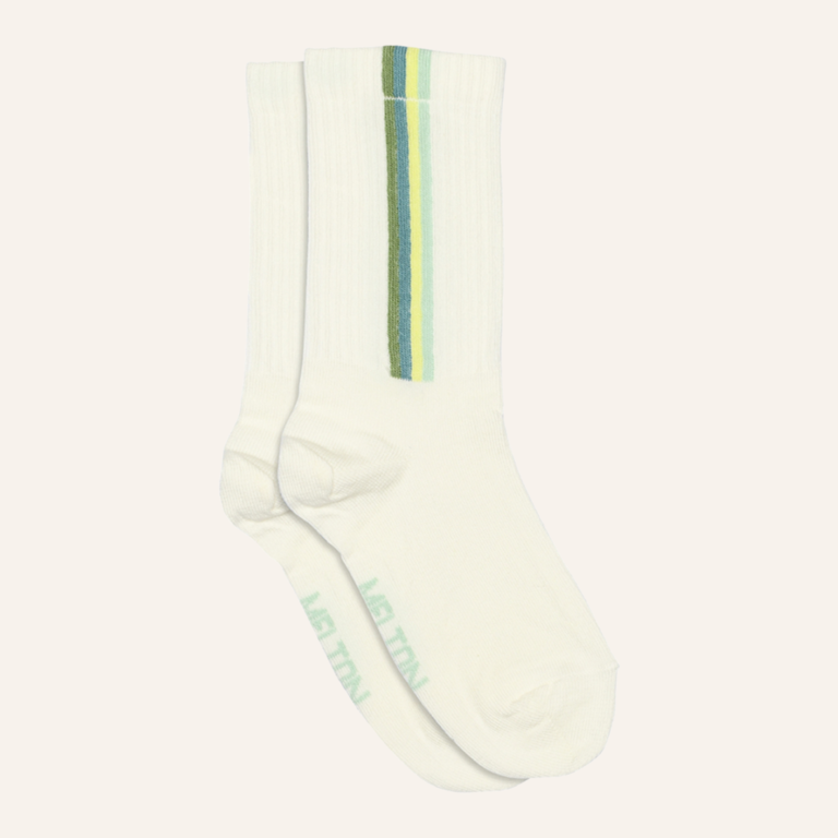Melton Vertical Stripes Socks - Snow White