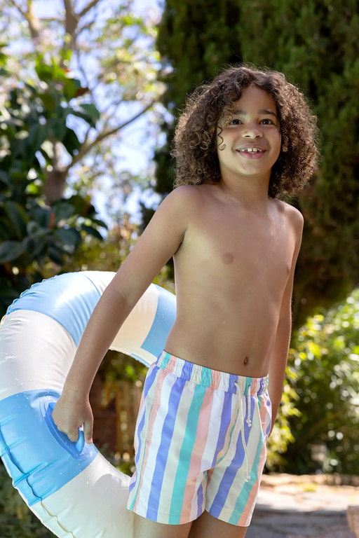 Sproet & Sprout Swim Shorts Multi Colour Stripes - Nectarine