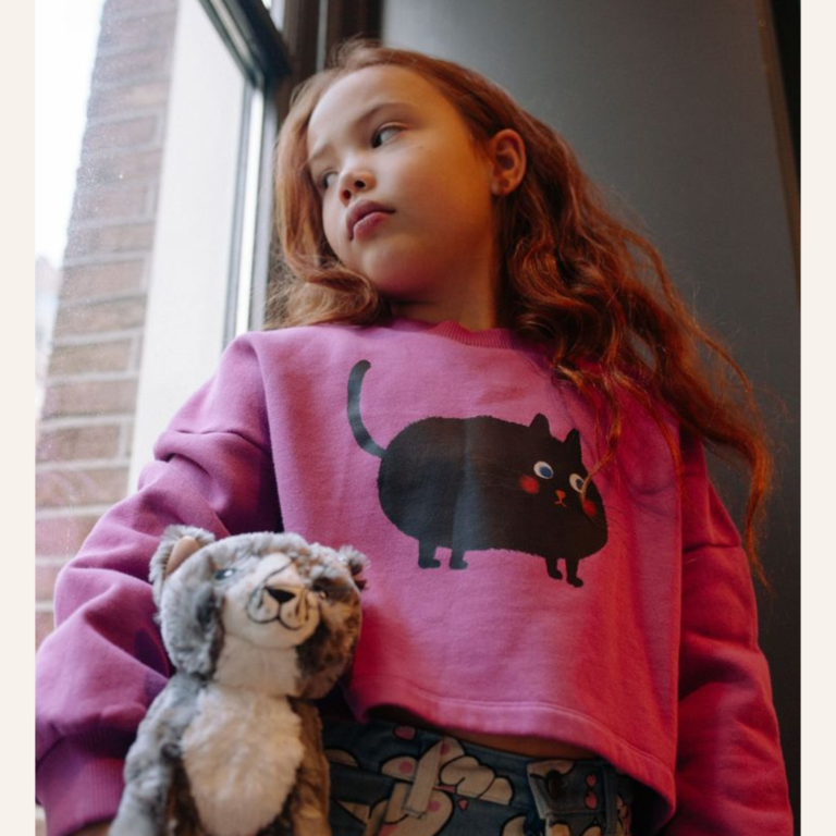 Daily Brat Daily Brat Meow-a-lot cropped sweater - Rose sorbet