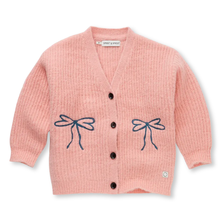 Sproet & Sprout Sproet & Sprout Girls Cardigan Bows - Peach Parfait