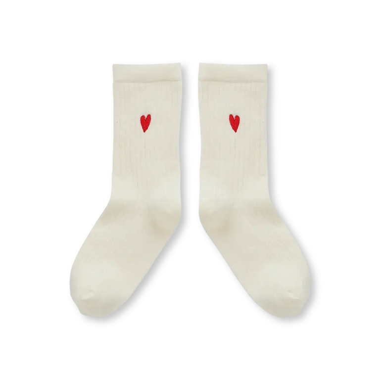 Sproet & Sprout Sproet & Sprout Sport Socks Heart- Ivory