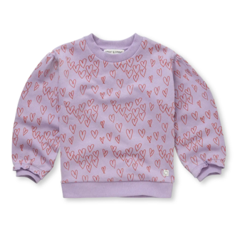 Sproet & Sprout Sproet & Sprout Sweatshirt Hearts Print - Lavender Sproet & Sprout Sproet & Sprout Sweatshirt Hearts Print - Lavender