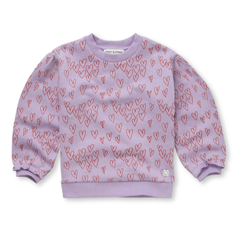 Sproet & Sprout Sproet & Sprout Sweatshirt Hearts Print - Lavender