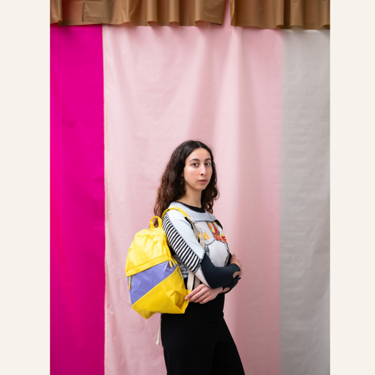 Susan Bijl Susan Bijl - The New Foldable Backpack TV Yellow & Treble size M