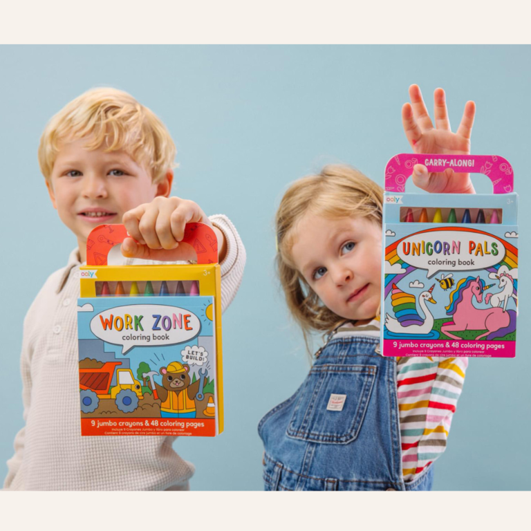 OOLY Carry Along Krijtjes & Kleurboek - Work Zone