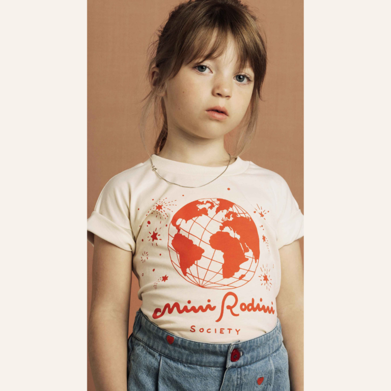 Mini Rodini Mini Rodini Society Sp Ss Tee - Off-white