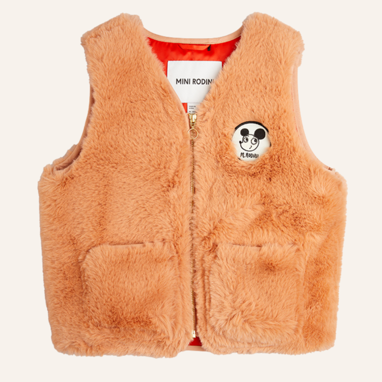 Mini Rodini Mini Rodini Ritzratz patch faux fur vest