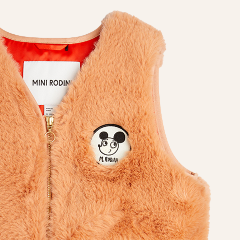Mini Rodini Mini Rodini Ritzratz patch faux fur vest