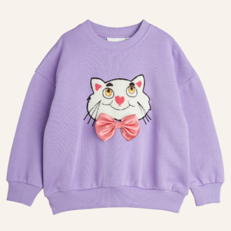 Mini Rodini Mini Rodini Cat with bowtie chenille sweatshirt Mini Rodini Mini Rodini Cat with bowtie chenille sweatshirt