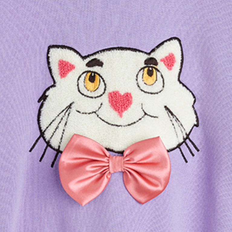 Mini Rodini Mini Rodini Cat with bowtie chenille sweatshirt