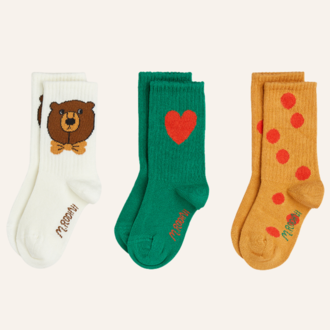 Mini Rodini Mini Rodini Bear 3-pack socks - Multi Mini Rodini Mini Rodini Bear 3-pack socks - Multi