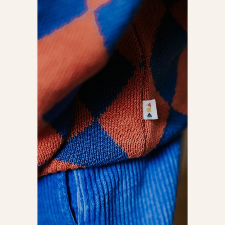 Yuki Yuki Checkered Knitted Sweater - Cobalt
