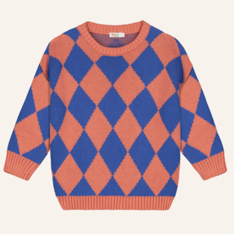 Yuki Yuki Checkered Knitted Sweater - Cobalt Yuki Yuki Checkered Knitted Sweater - Cobalt
