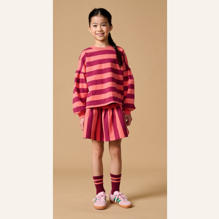 Petit Blush Petit Blush Sweater stripe - Peach/bordeaux
