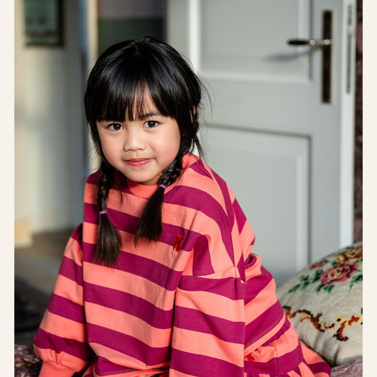 Petit Blush Petit Blush Sweater stripe - Peach/bordeaux