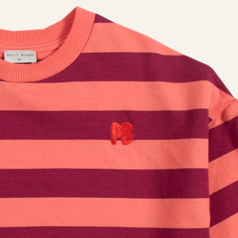 Petit Blush Petit Blush Sweater stripe - Peach/bordeaux