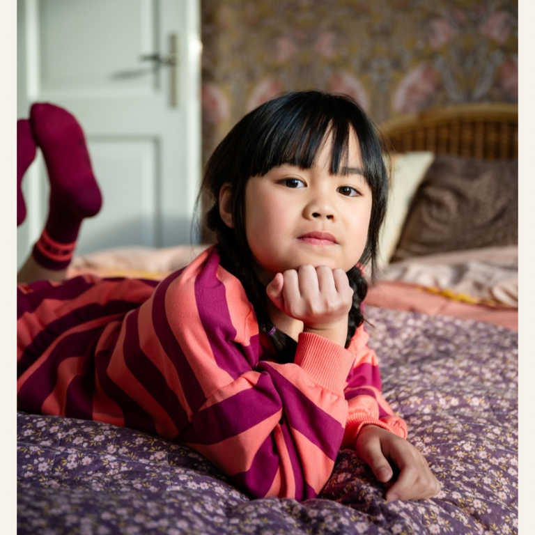 Petit Blush Petit Blush Sweater stripe - Peach/bordeaux