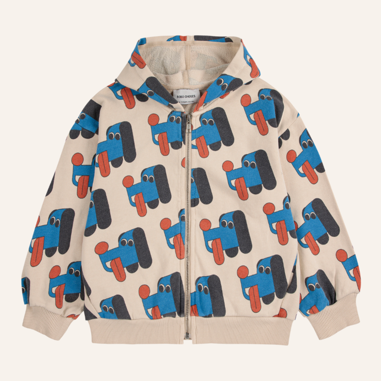 Bobo Choses Bobo Choses Doggy Mate All Over Zipped Hoodie