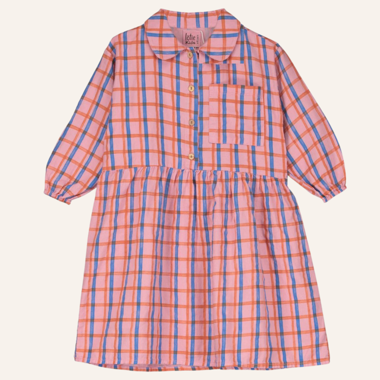 Lötiekids Lötiekids Woven Bloused Dress Checks - Rose