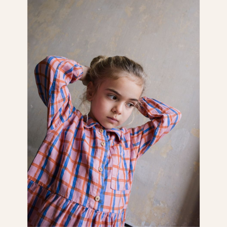 Lötiekids Lötiekids Woven Bloused Dress Checks - Rose