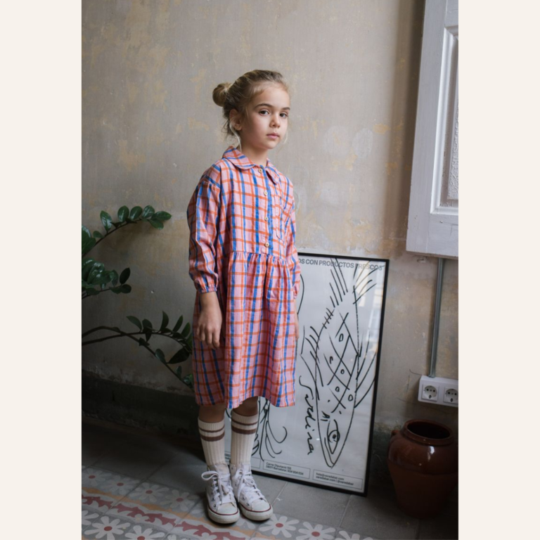 Lötiekids Lötiekids Woven Bloused Dress Checks - Rose