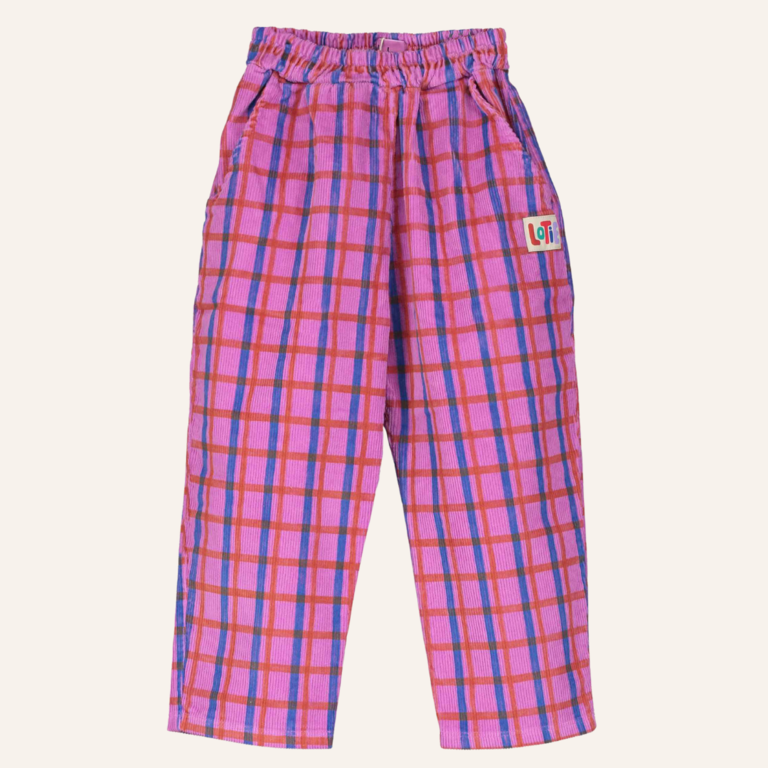 Lötiekids Lötiekids Corduroy Wide Pants Checks - Fuchsia