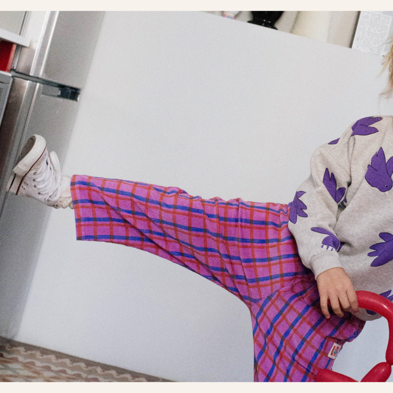 Lötiekids Lötiekids Corduroy Wide Pants Checks - Fuchsia