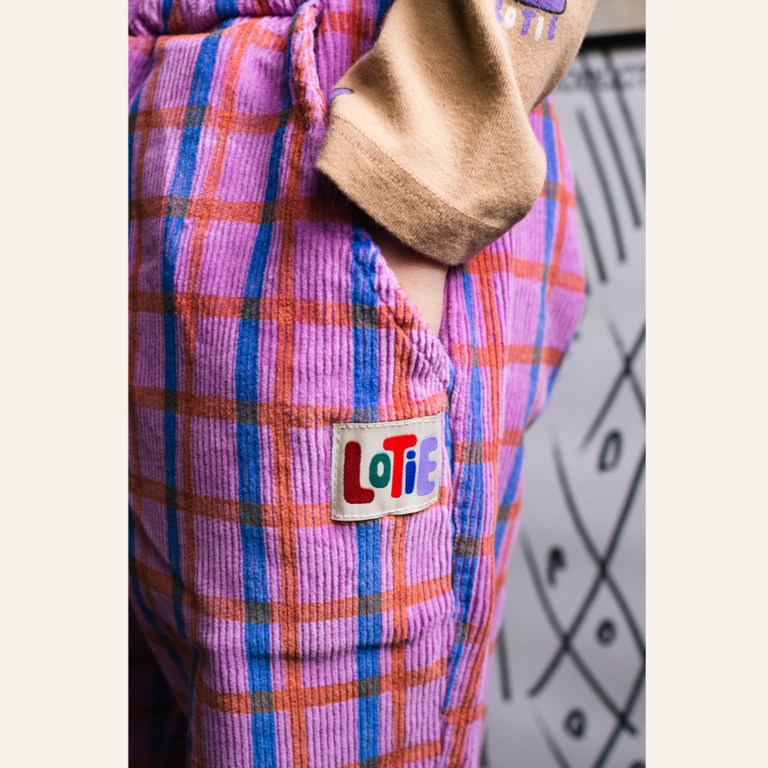 Lötiekids Lötiekids Corduroy Wide Pants Checks - Fuchsia