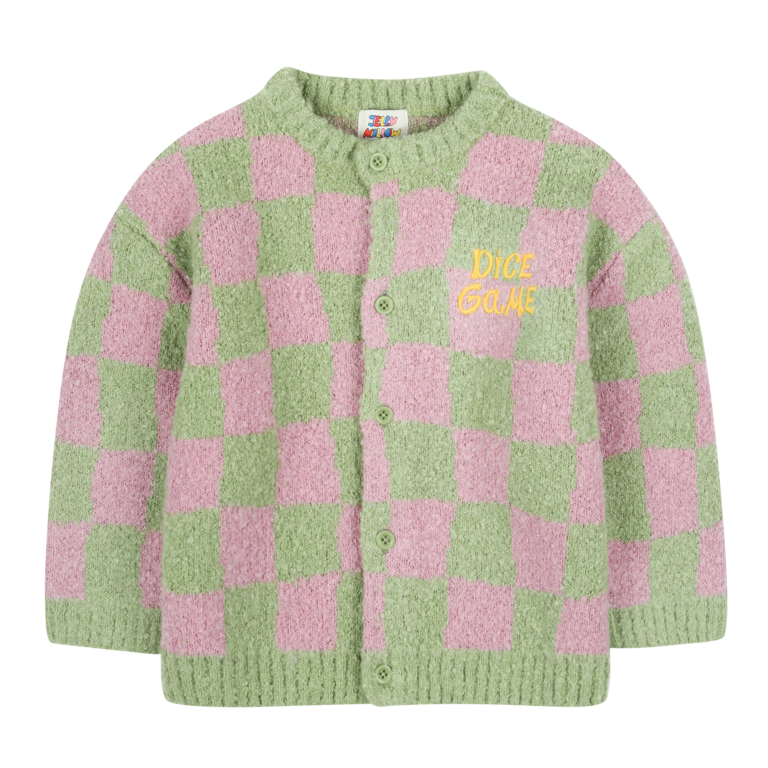 Jelly Mallow Jelly Mallow Dice game cardigan - Pink/green