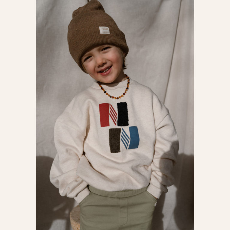 Navy Natural Navy Natural Oversized Sweater - Beige Melange