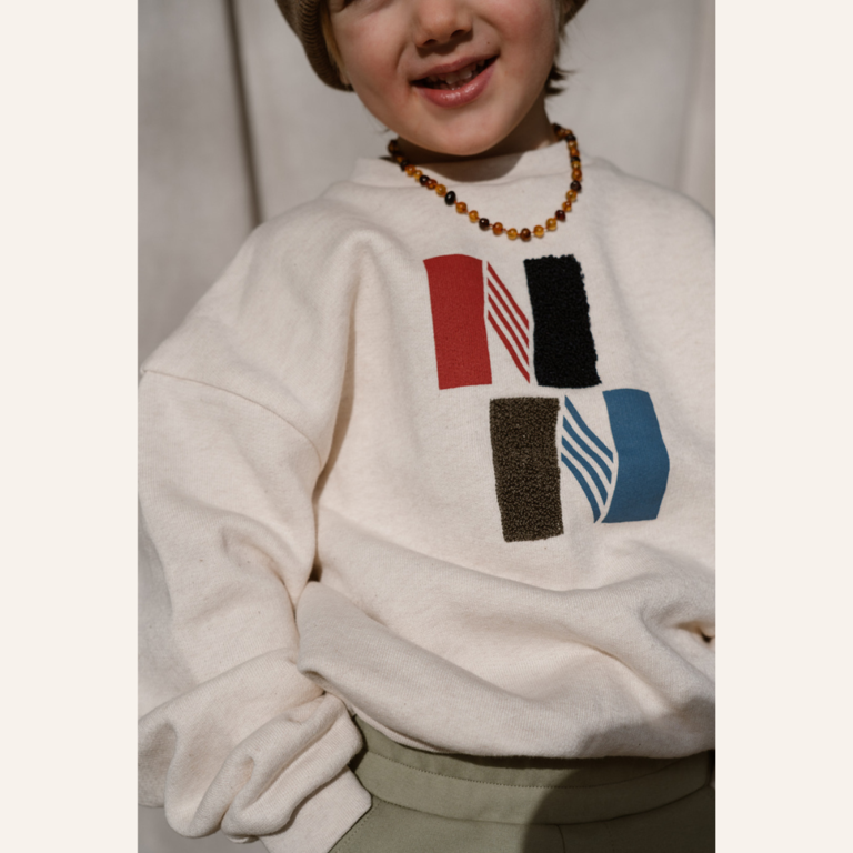 Navy Natural Navy Natural Oversized Sweater - Beige Melange