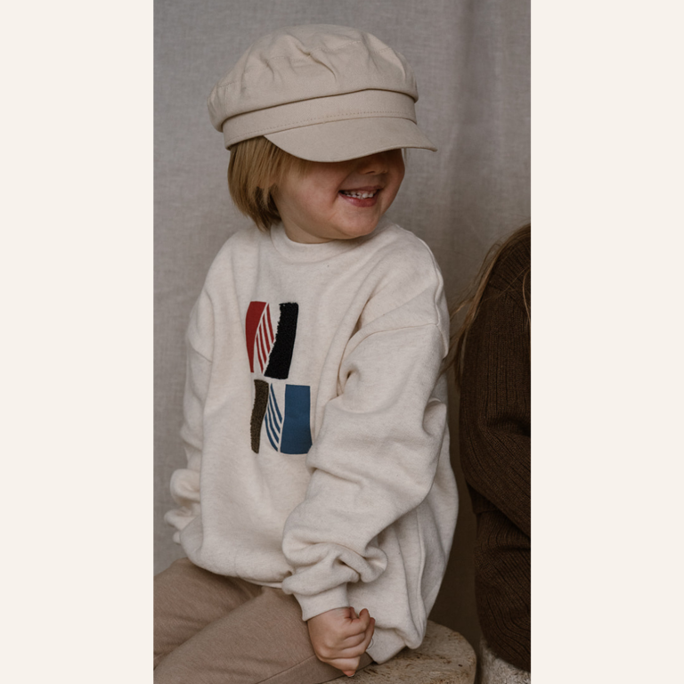 Navy Natural Navy Natural Oversized Sweater - Beige Melange