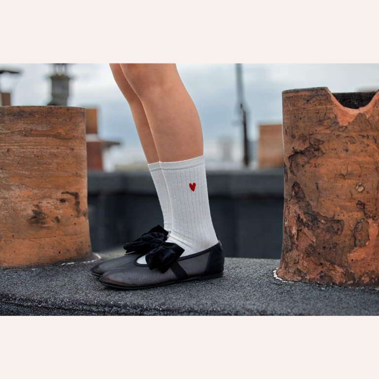 Sproet & Sprout Sproet & Sprout Sport Socks Heart- Ivory