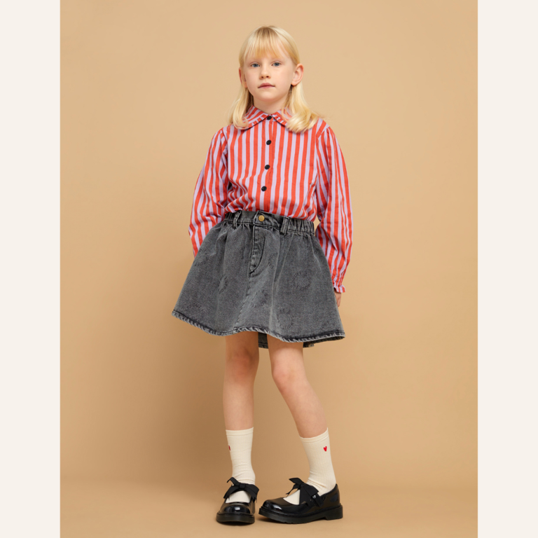 Sproet & Sprout Sproet & Sprout Denim Skirt Sproet Print - Washed Black