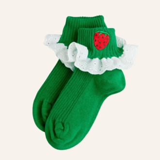 Mini Rodini Mini Rodini Strawberry Emb Lace 1-pack Socks Mini Rodini Mini Rodini Strawberry Emb Lace 1-pack Socks