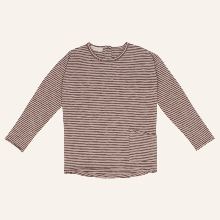 Phil&Phae Phil&Phae Drop shoulder top LS stripes - Chocolate