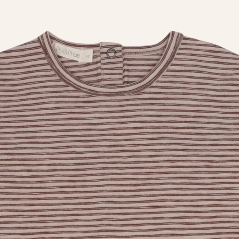 Phil&Phae Phil&Phae Drop shoulder top LS stripes - Chocolate
