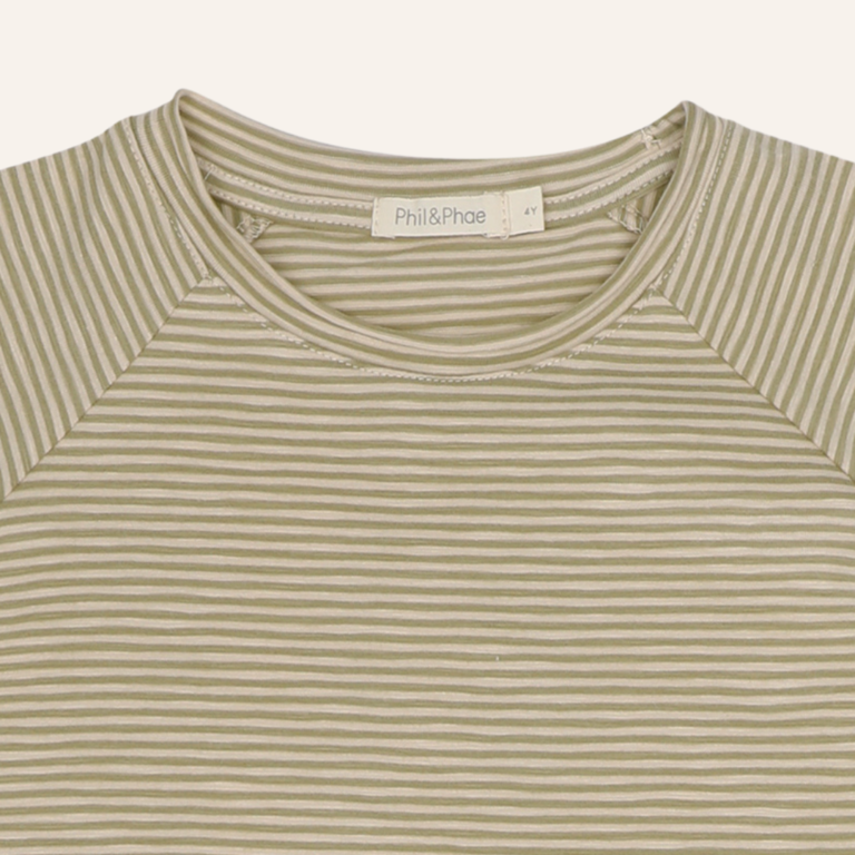 Phil&Phae Phil&Phae Raglan tee LS stripes - Soft moss