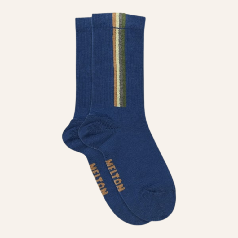 Melton Melton Vertical stripes socks - True Blue