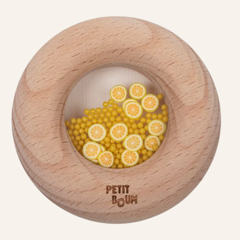 Petit Boum Petit Boum rammelaar/bijtring - Lemons