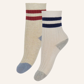 Konges Sløjd Konges Sløjd 2 pack rib sock - Off white/stripe