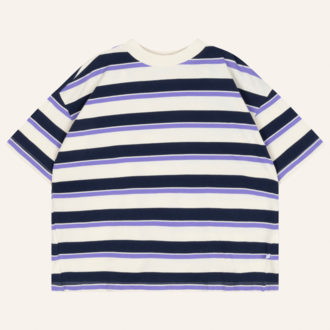 Repose AMS Repose AMS Boxy tee - Cream teal glacier stripe